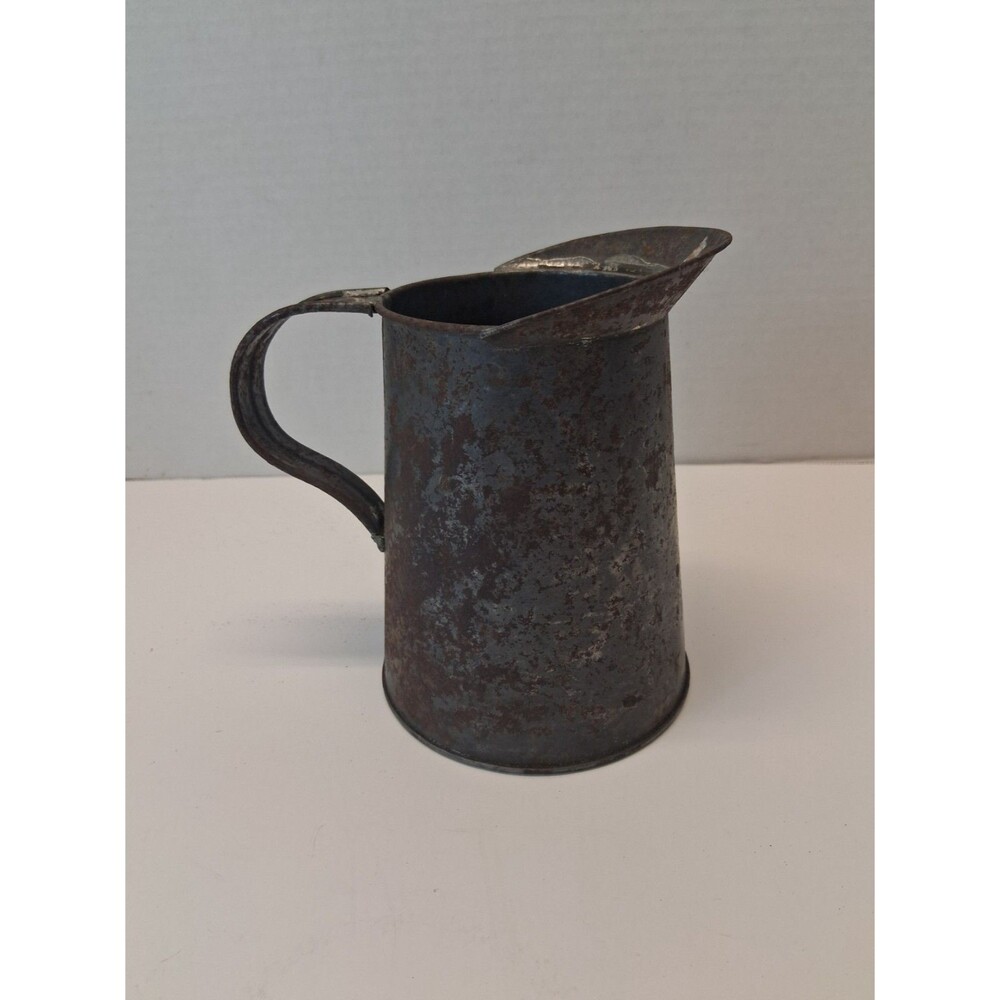 VTG CANCO Galvanized Steel Milk Cream Pitcher 30 oz Farmhouse Primitive Jug 1920